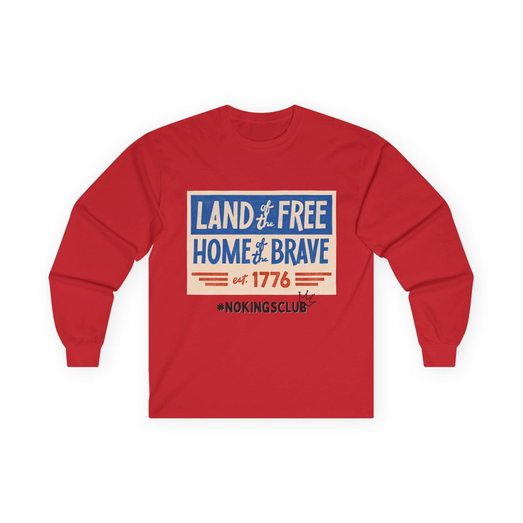 Patriotic Long Sleeve Tee - Land of the Free, Home of the Brave